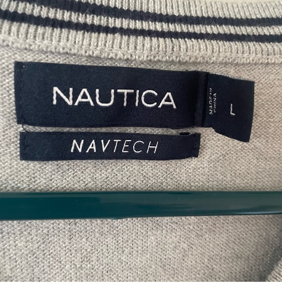 Nautica Mens Pullover Sweater Gray Heathered V Neck Long Sleeve L - Picture 4 of 7